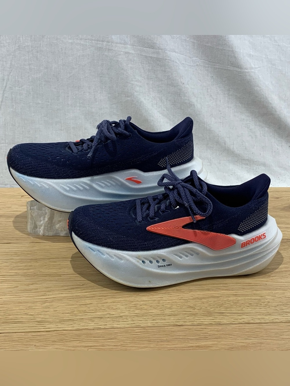 Brooks Glycerin Max Cushion Running Shoes Womens 5.5 Peacoat Navy Blue Coral